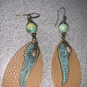 3 for $65 "Given to Fly" leather teardrop earrings